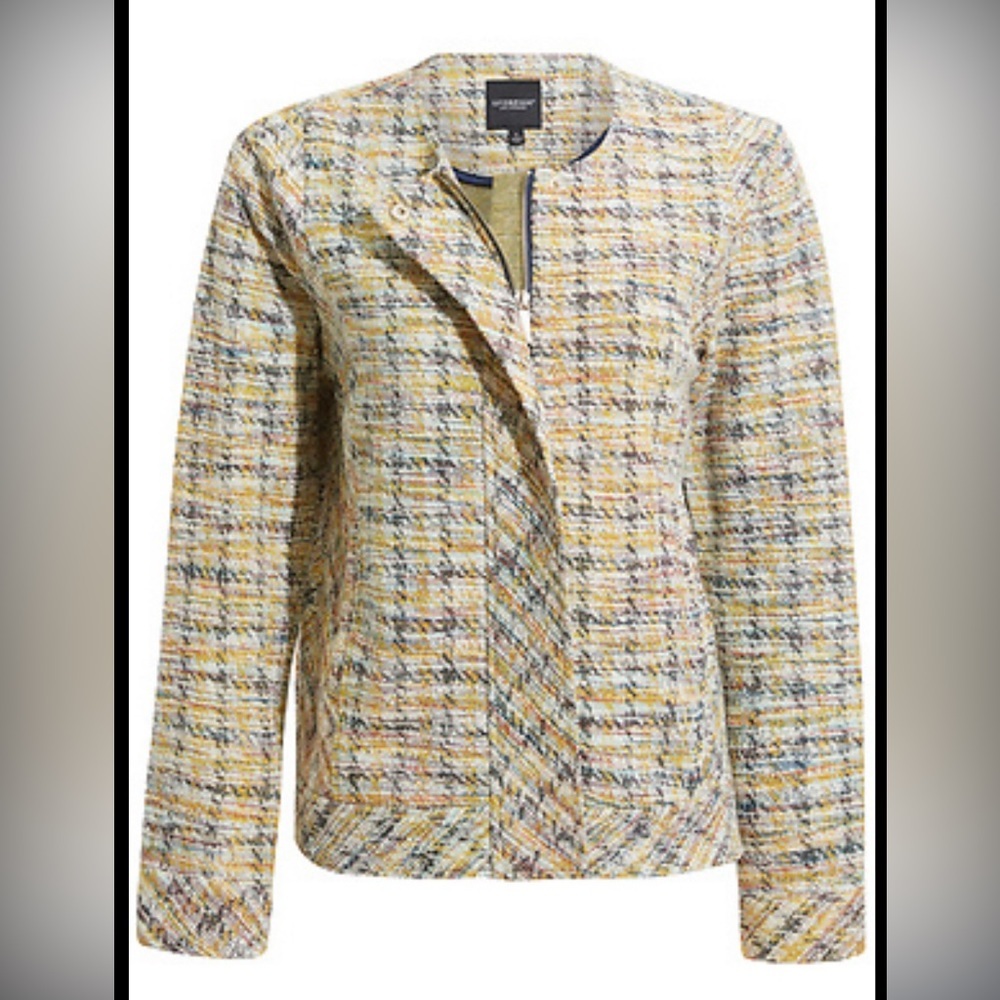 Liverpool los Angeles Collarless Zip Up Jacket Mustard Multi Plaid - Picture 3 of 15